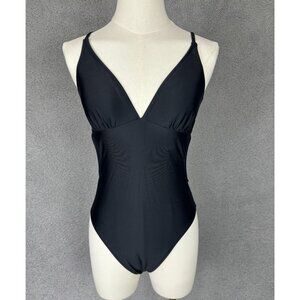 Cupshe Wome's one piece swimsuit V-Neck Tummy Control Black Med New With Tags.
